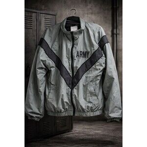 VTG 00s US Army PT Jacket Men’s Medium UNICOR Gray Black Full Zip Streetwear